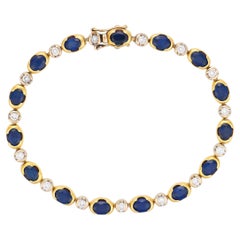 Vintage sapphire diamond 18k two tone bracelet