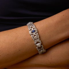 Pulsera vintage zafiro diamante oro blanco 18k