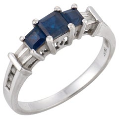 Vintage Saphir-Diamant-Ring aus 18k Weißgold