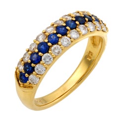 Anillo vintage zafiro diamante oro amarillo 18k
