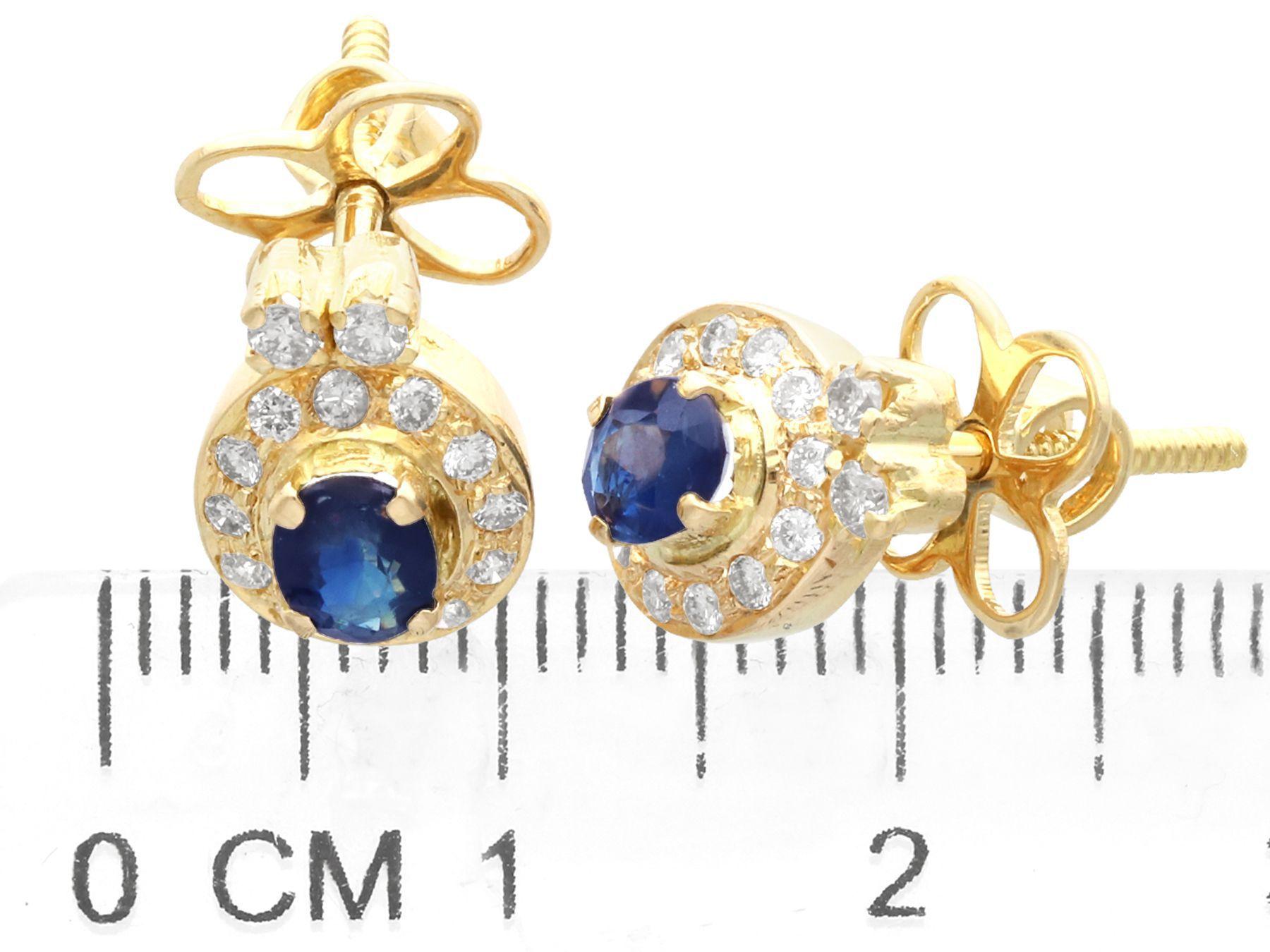 Vintage Sapphire and Diamond Yellow Gold Earring and Necklace Set Circa 1970 8