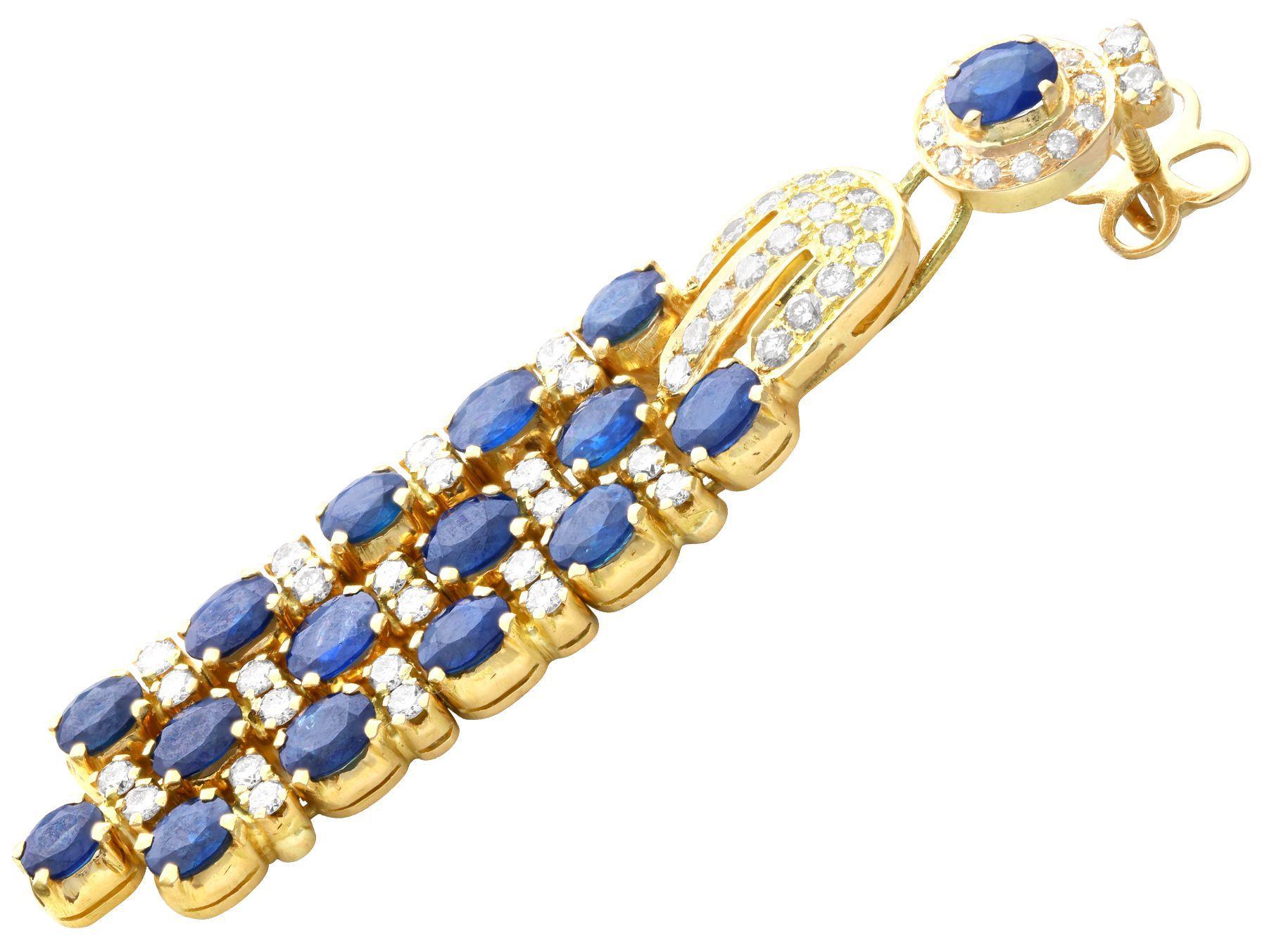 Vintage Sapphire and Diamond Yellow Gold Earring and Necklace Set Circa 1970 1