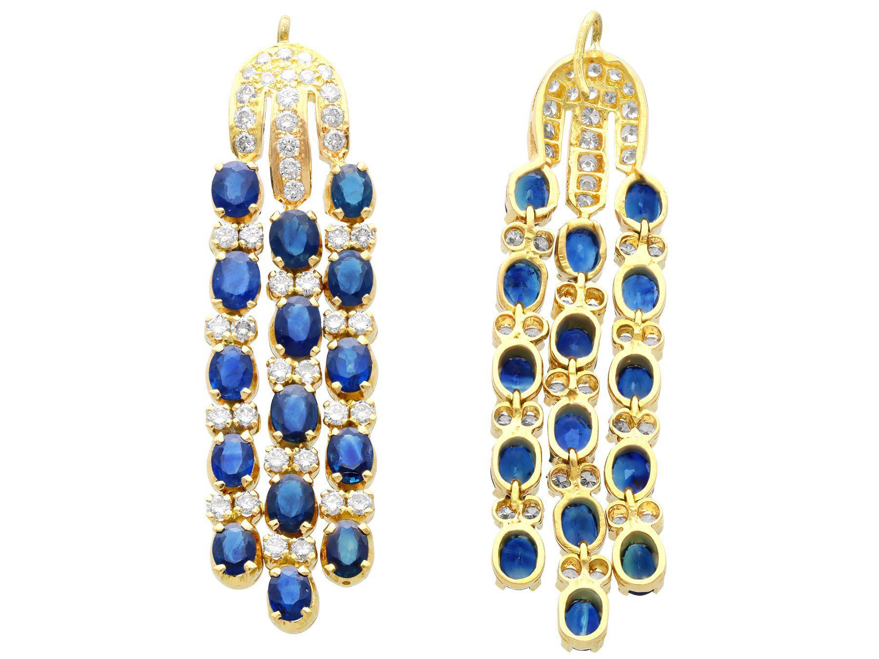 Vintage Sapphire and Diamond Yellow Gold Earring and Necklace Set Circa 1970 4