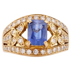 Vintage Saphir Diamant 18K Gelbgold Ring