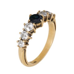 Vintage sapphire diamond 18k yellow gold ring