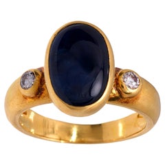Vintage sapphire diamond 18k yellow gold ring