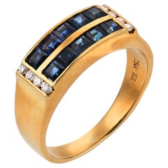 Vintage sapphire diamond 18k yellow gold ring