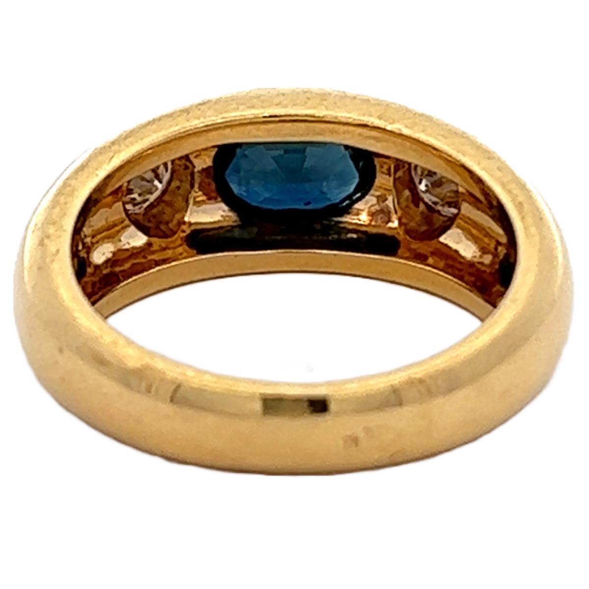 18 Karat Gelbgold Saphir-Diamant-Ring mit drei Steinen 1