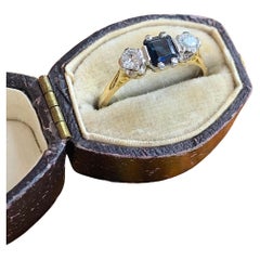 Retro Sapphire & Diamond 3 Stone Ring