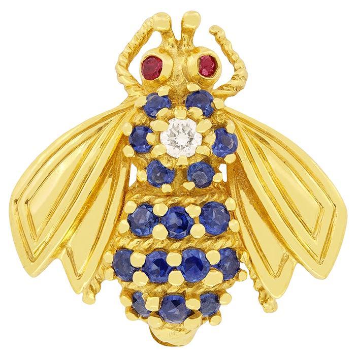 Vintage Sapphire, Diamond and Ruby Tiffany & Co. Bee Brooch, c.1970s