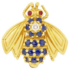 Vintage Sapphire, Diamond and Ruby Tiffany & Co. Bee Brooch, c.1970s