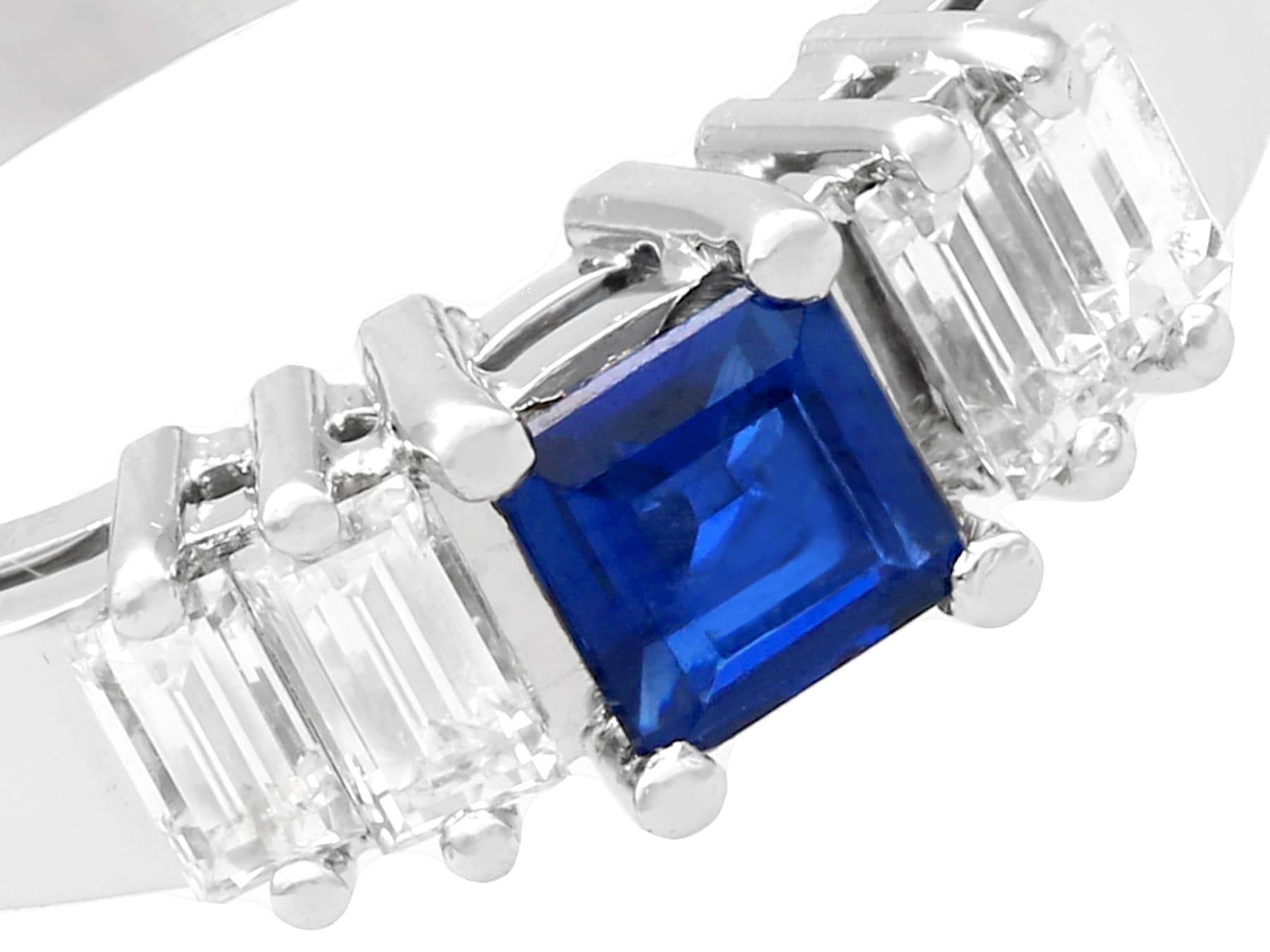 Square Cut Vintage Sapphire, Diamond and White Gold Cocktail Ring For Sale