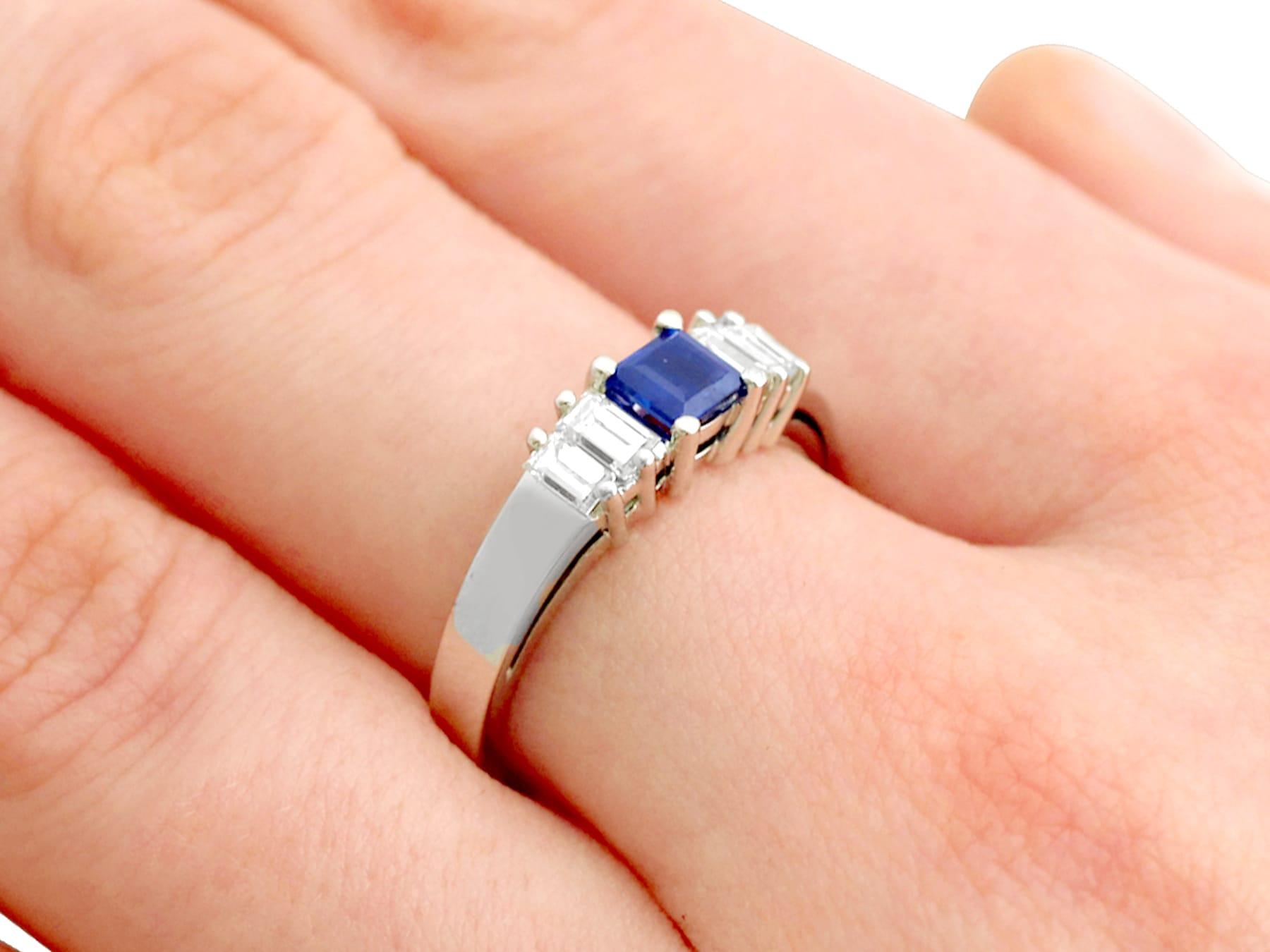 Vintage Sapphire, Diamond and White Gold Cocktail Ring For Sale 3