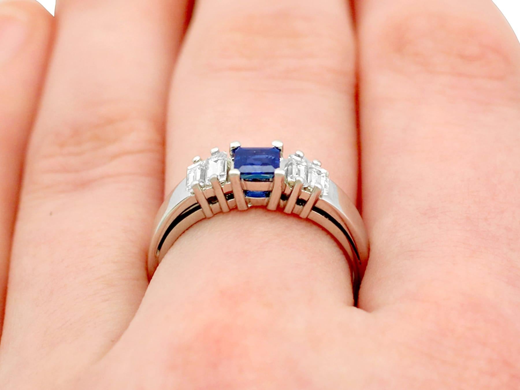 Vintage Sapphire, Diamond and White Gold Cocktail Ring For Sale 4