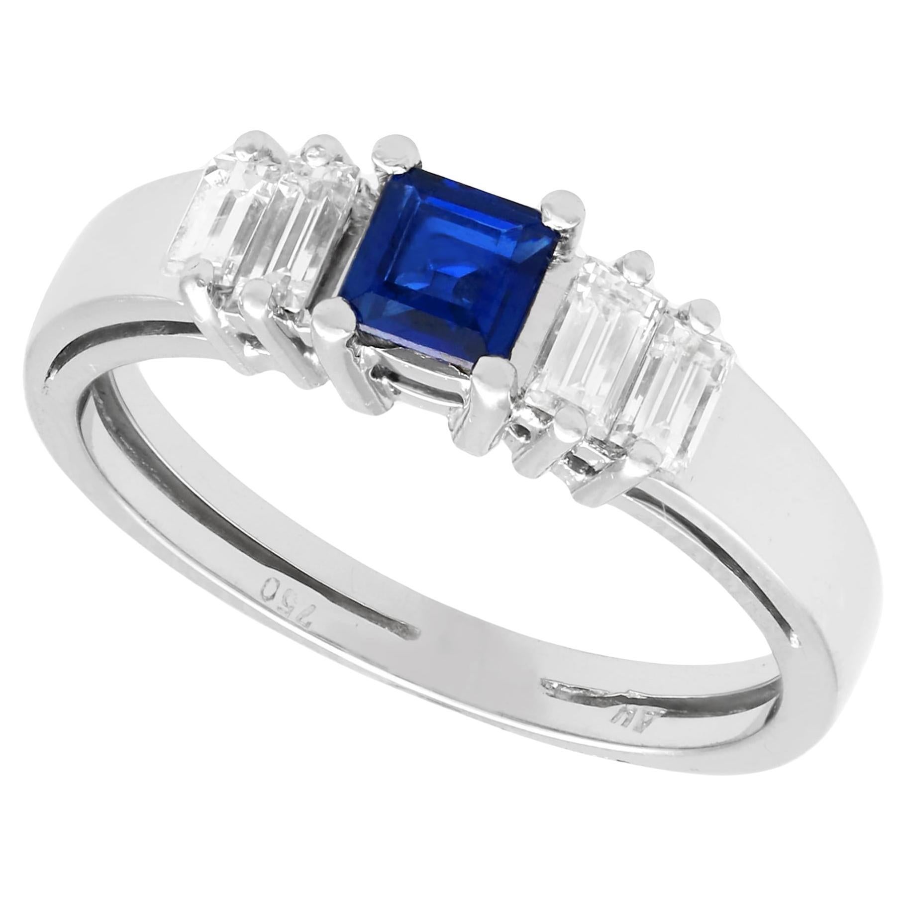 Vintage Sapphire, Diamond and White Gold Cocktail Ring For Sale