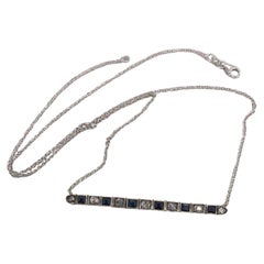Antique Sapphire & Diamond Bar Conversion Necklace 14K Gold