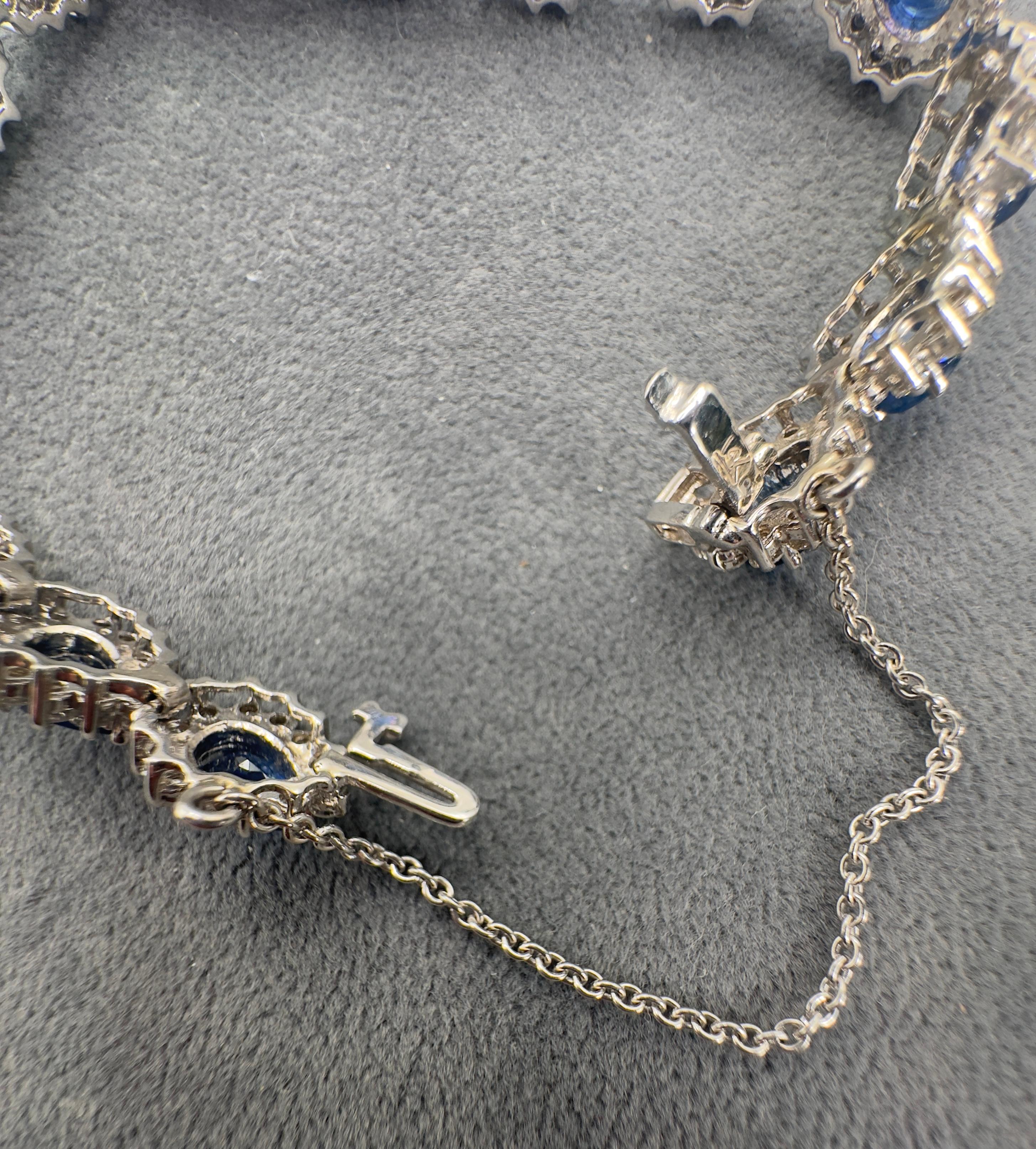 Vintage Sapphire & Diamond Bracelet in 14k White Gold For Sale 1