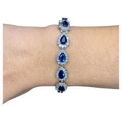 Bracelet vintage en or blanc 14k avec saphirs et diamants