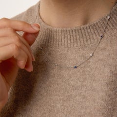 Vintage sapphire diamond by the yard platinum chain necklace