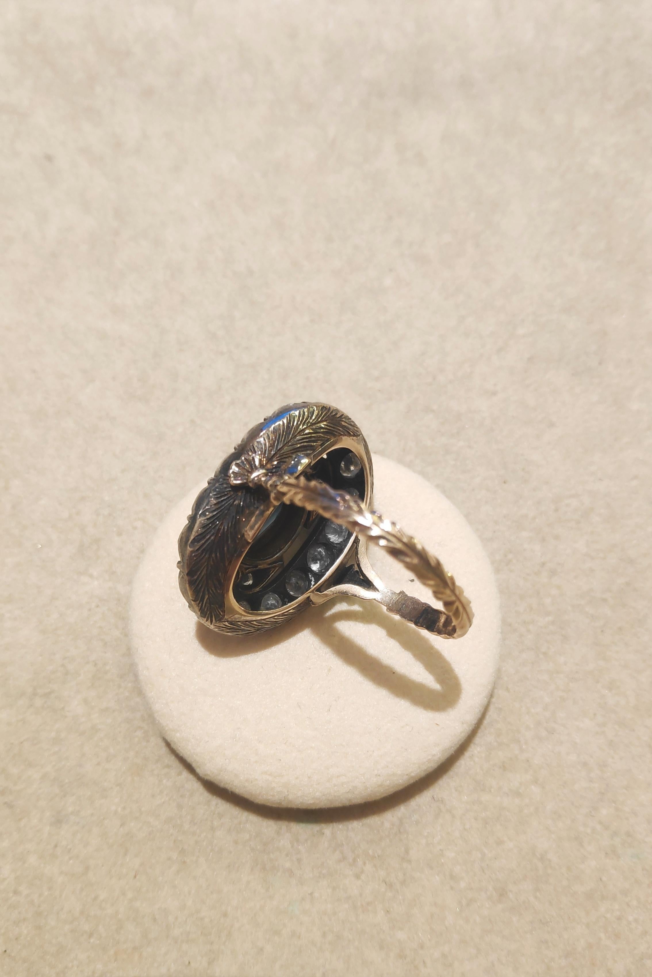 Vintage Cluster-Ring mit Saphiren und Diamanten (Belle Époque) im Angebot