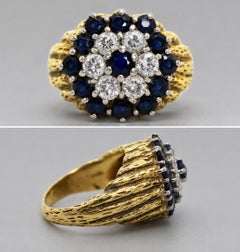 Vintage Saphir & Diamant Cluster Ring in 18ct Gold