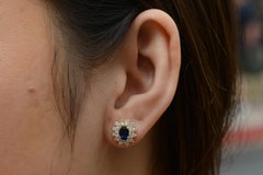 Vintage Saphir & Diamant Cluster Ohrstecker