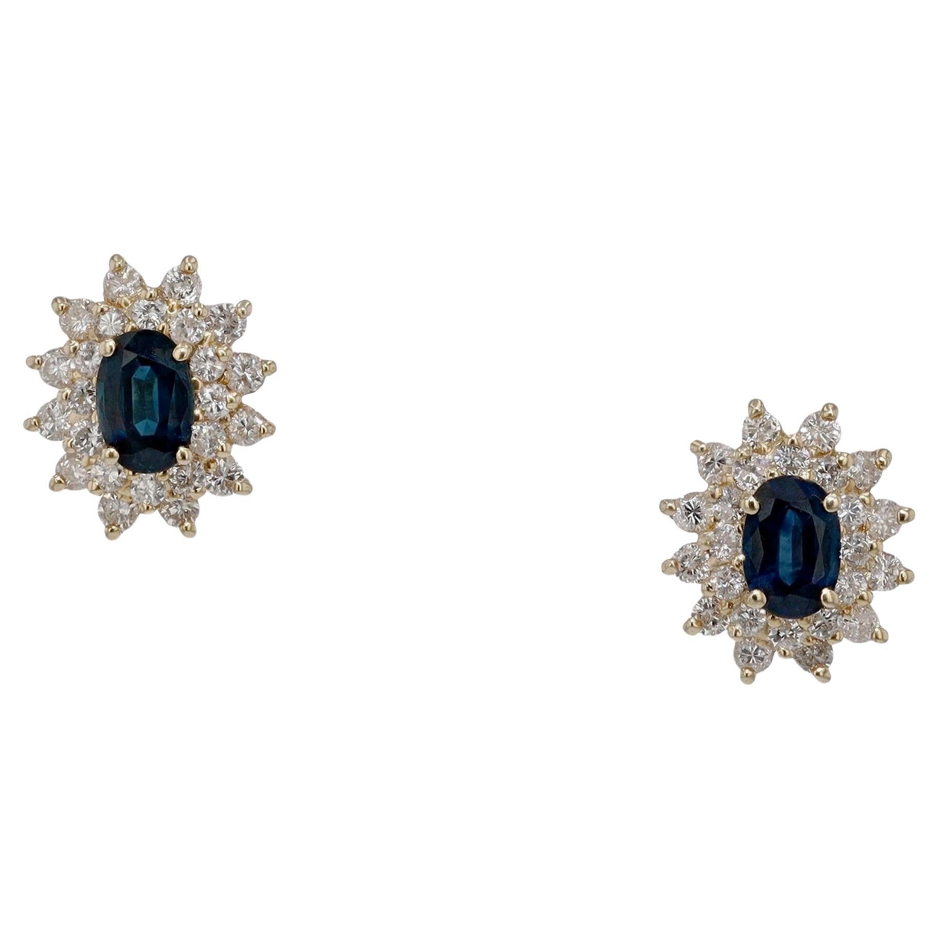 Vintage Saphir & Diamant Cluster Ohrstecker