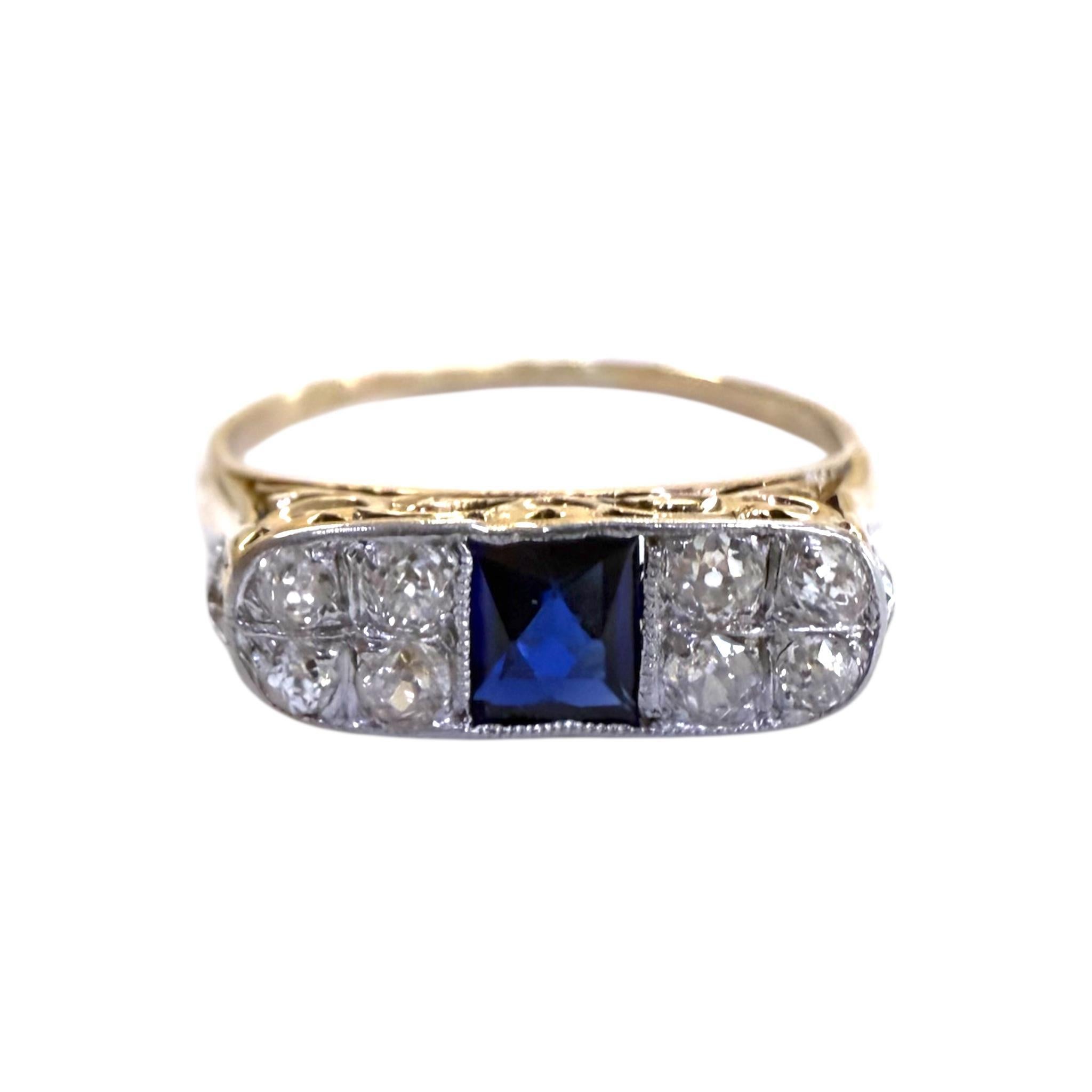 Vintage Sapphire & Diamond Cocktail 18K Yellow Gold im Zustand „Gut“ im Angebot in Montgomery, AL