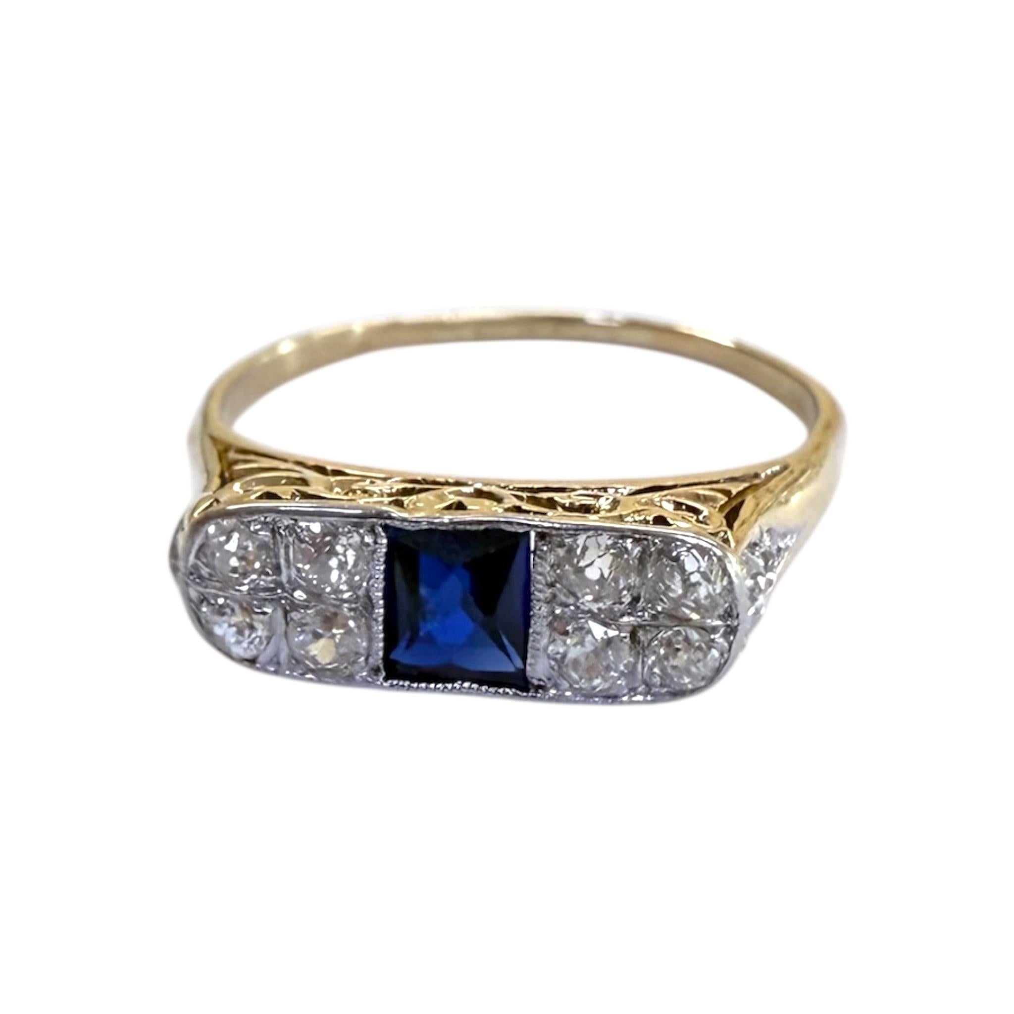 Vintage Sapphire & Diamond Cocktail 18K Yellow Gold Damen im Angebot