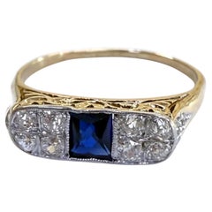 Vintage Sapphire & Diamond Cocktail 18K Yellow Gold