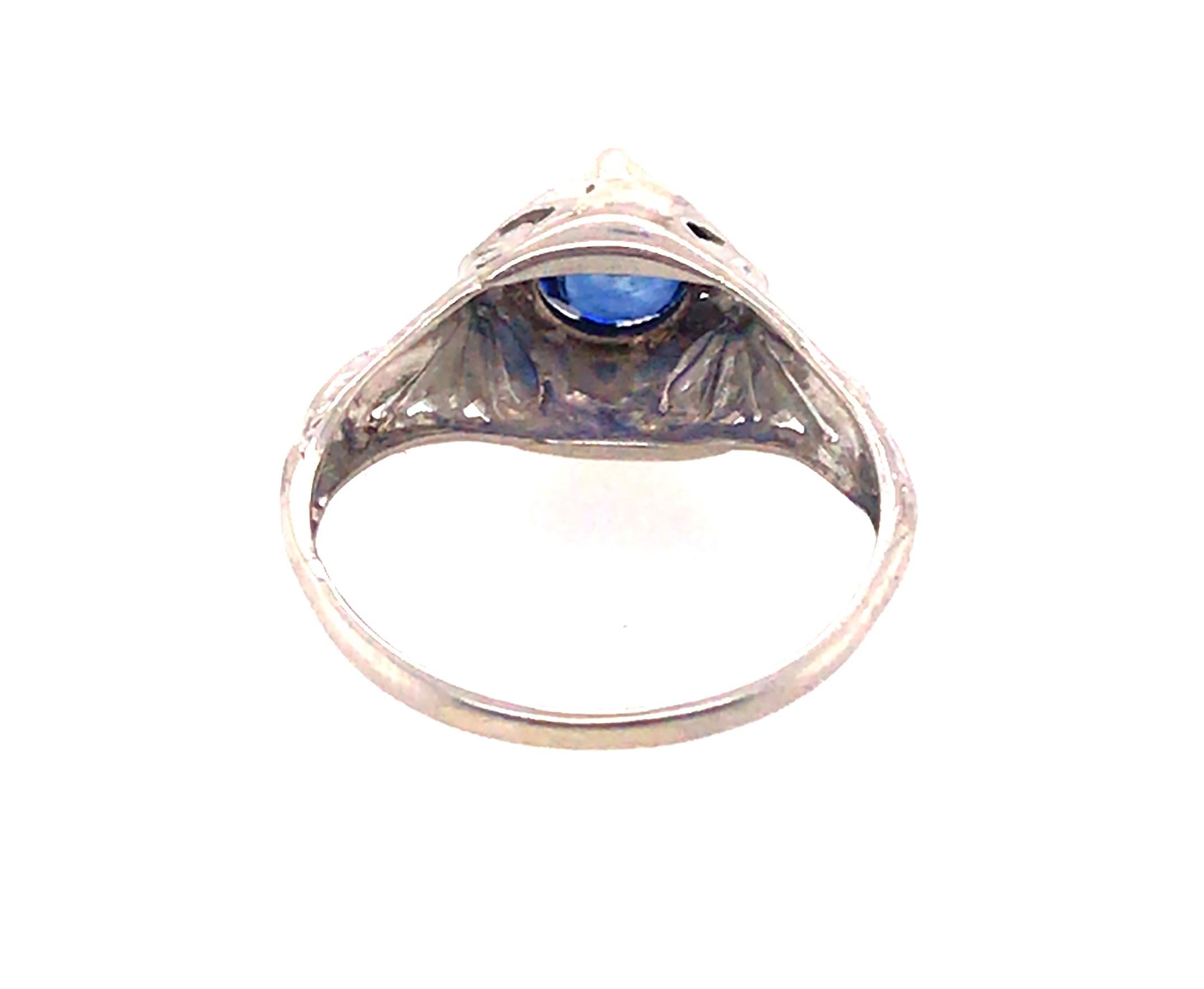 Art Deco Sapphire Diamond Ring 1.14ct Old Mine Original 1930's Antique Platinum For Sale 1
