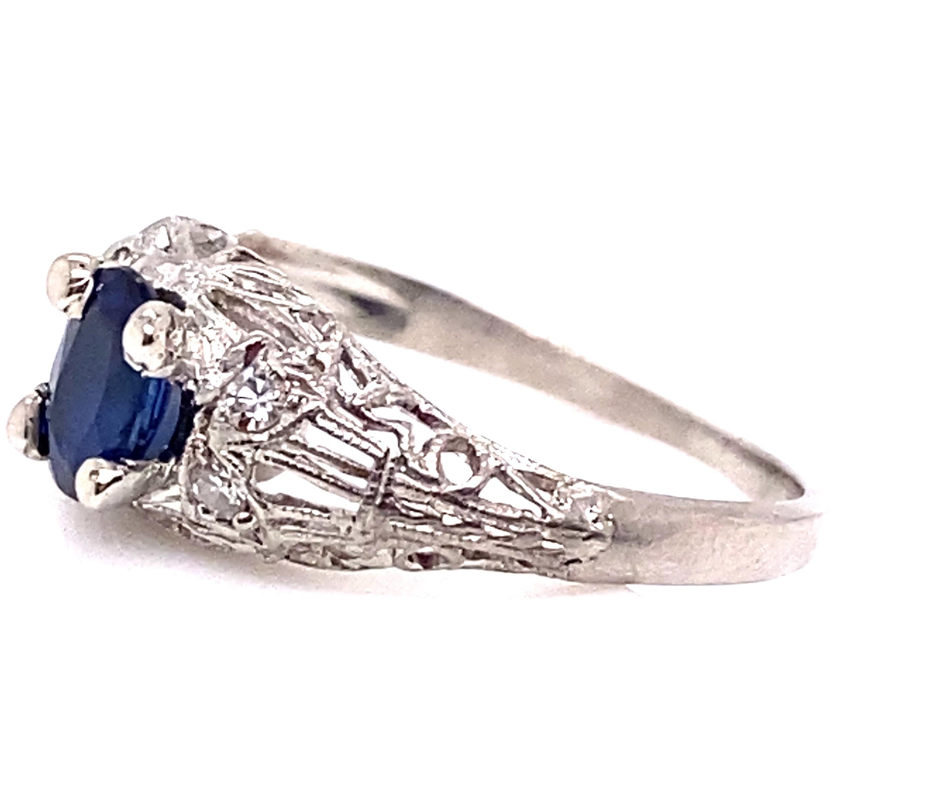 Art Deco Vintage Sapphire Diamond Engagement Ring .82ct Platinum Deco Original 1920s For Sale