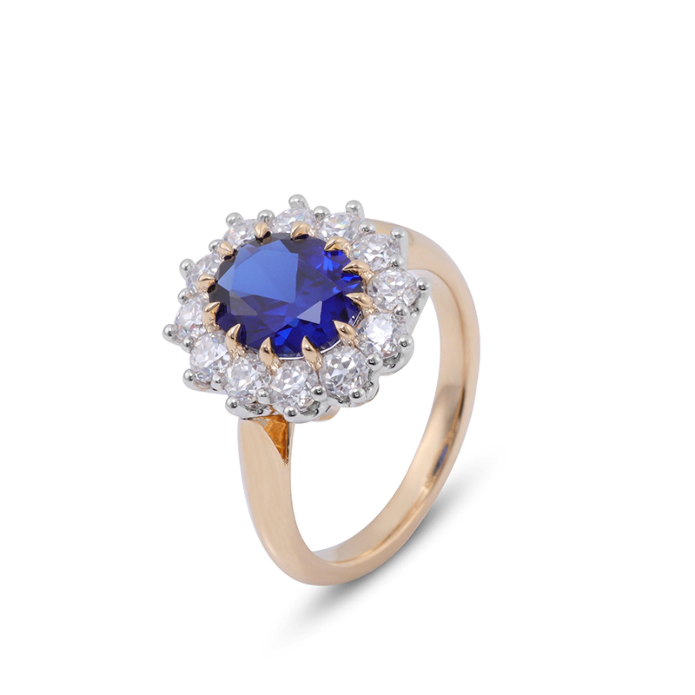 For Sale:  2 Carat Natural Sapphire Diamond Engagement Ring Set in 18K Gold, Cocktail Ring 3