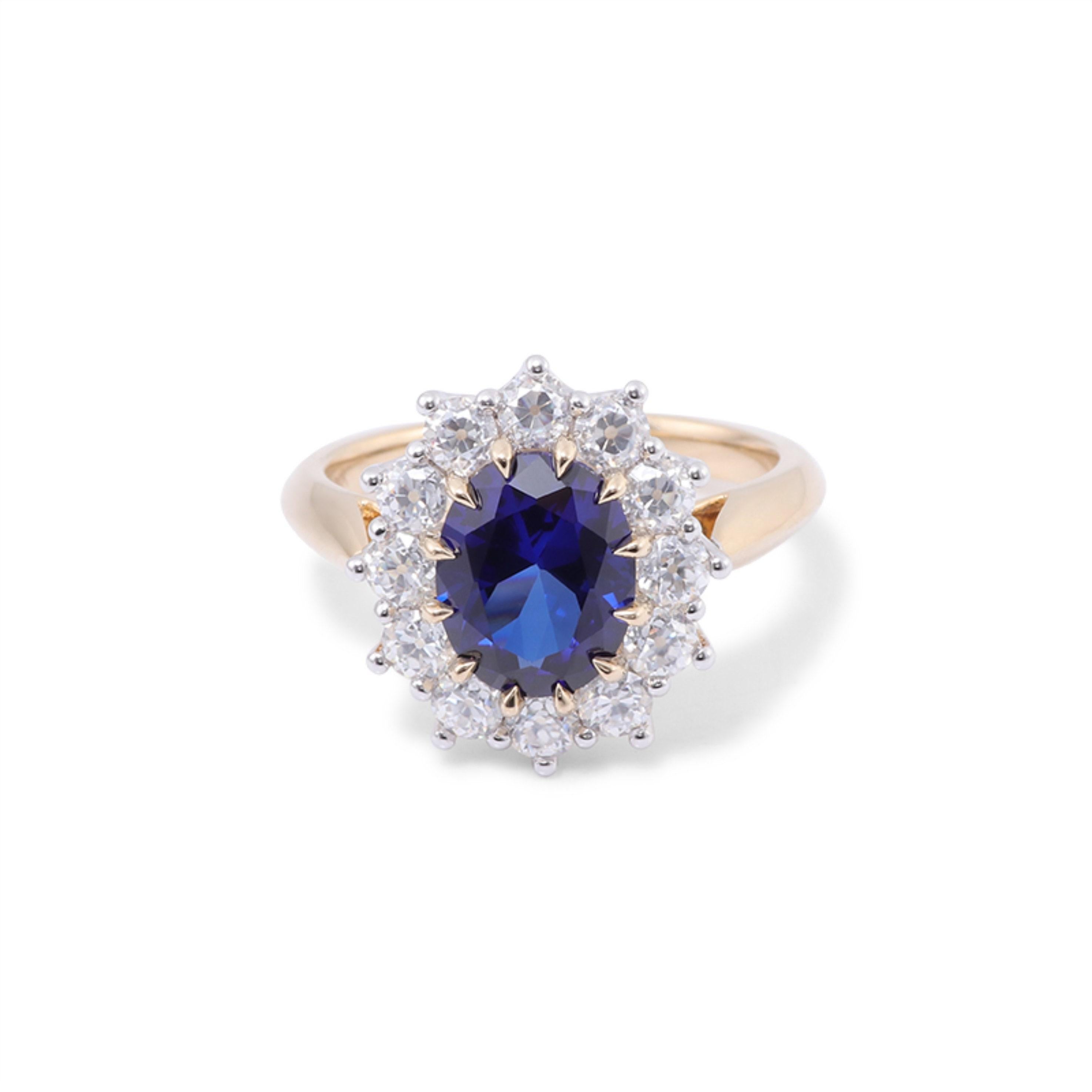 For Sale:  2 Carat Natural Sapphire Diamond Engagement Ring Set in 18K Gold, Cocktail Ring 4