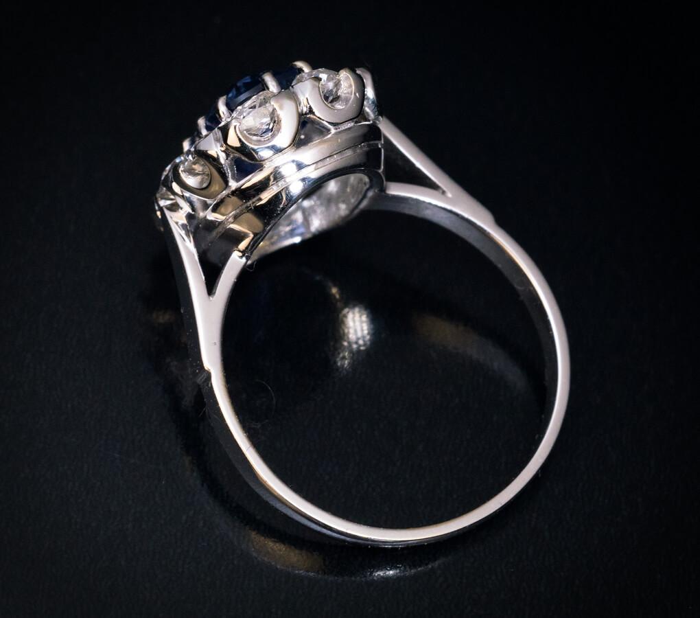 Vintage Sapphire Diamond Gold Engagement Ring 2