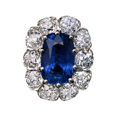 Vintage Sapphire Diamond Gold Engagement Ring