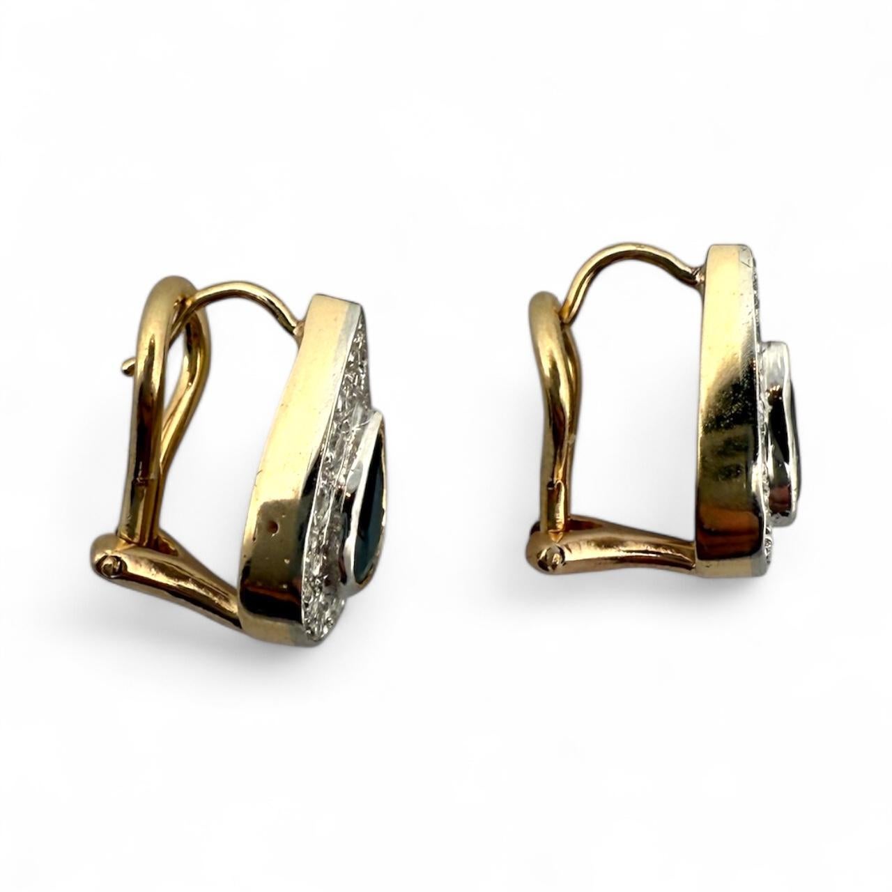 Boucles d'oreilles pendantes saphir et diamant en or 14K en vente 1