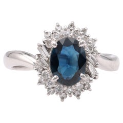 Vintage Saphir Diamant Platin Cluster Ring