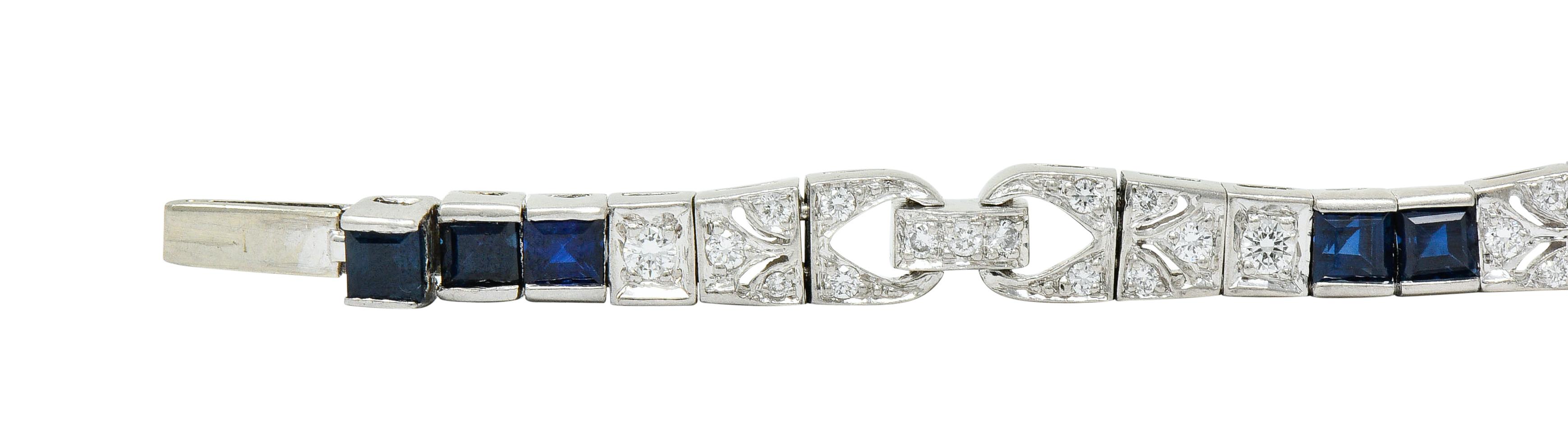 Vintage Sapphire Diamond Platinum Line Bracelet 1