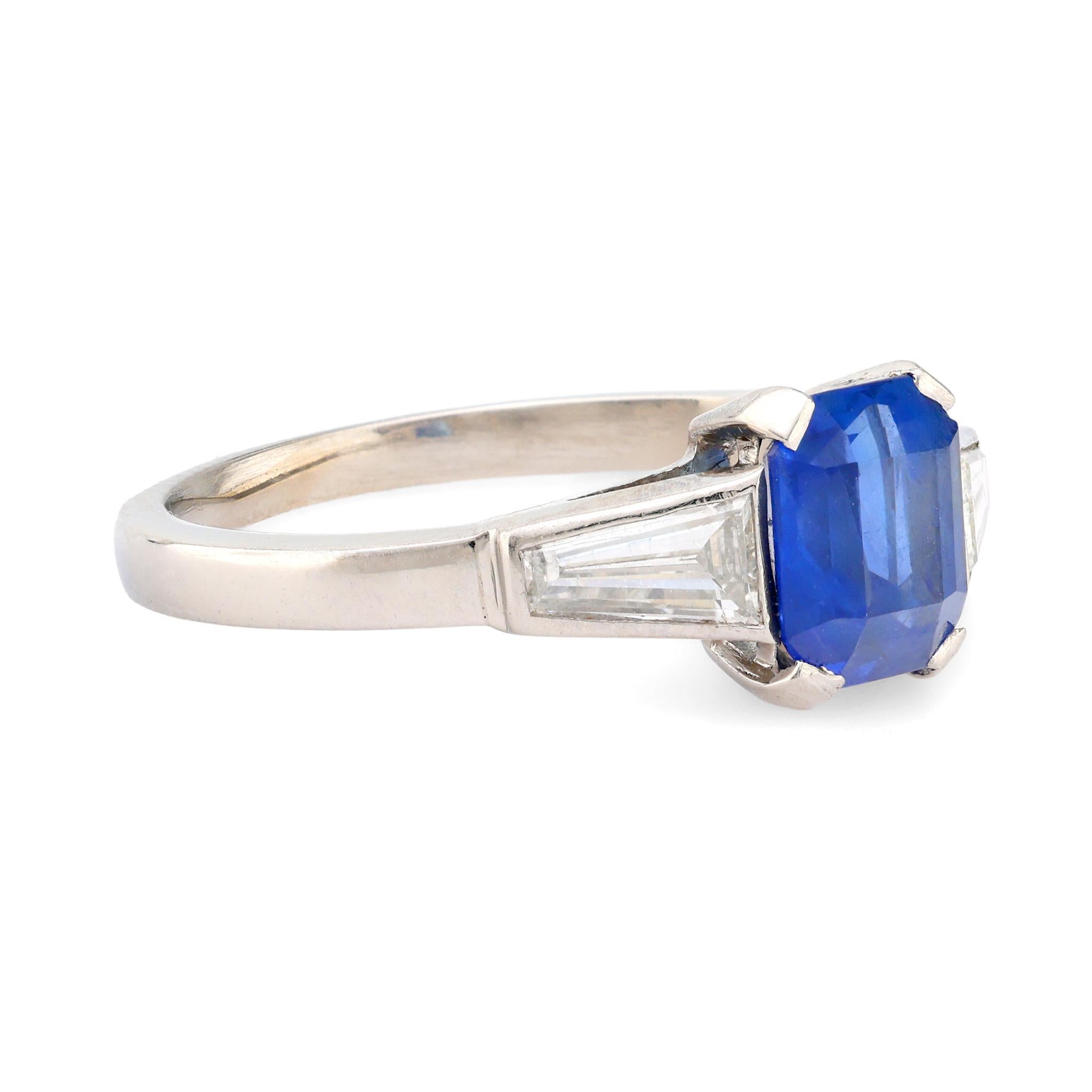 Vintage Saphir-Diamant-Platin-Ring (Moderne) im Angebot