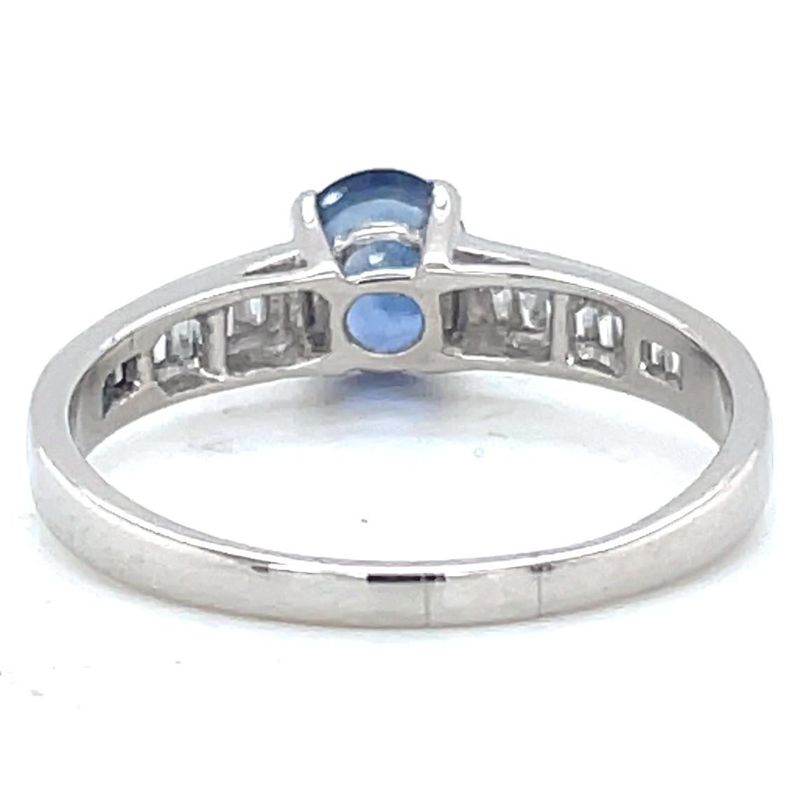Women's or Men's Vintage Sapphire Diamond Platinum Ring