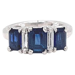Vintage Sapphire Diamond Platinum Ring