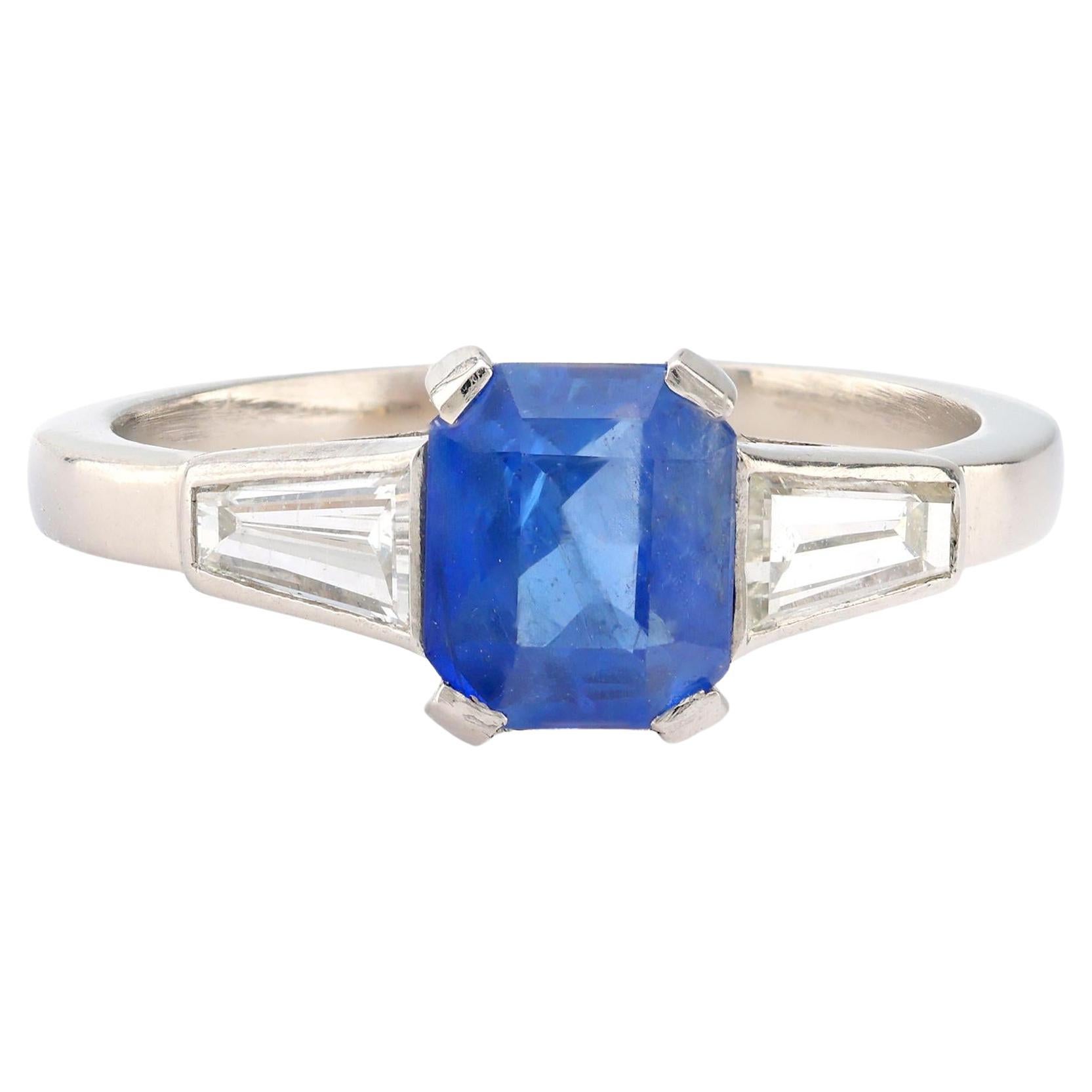 Vintage sapphire diamond platinum ring