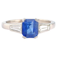 Vintage Saphir-Diamant-Platin-Ring