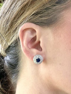Vintage Sapphire & Diamond Platinum Stud Earrings