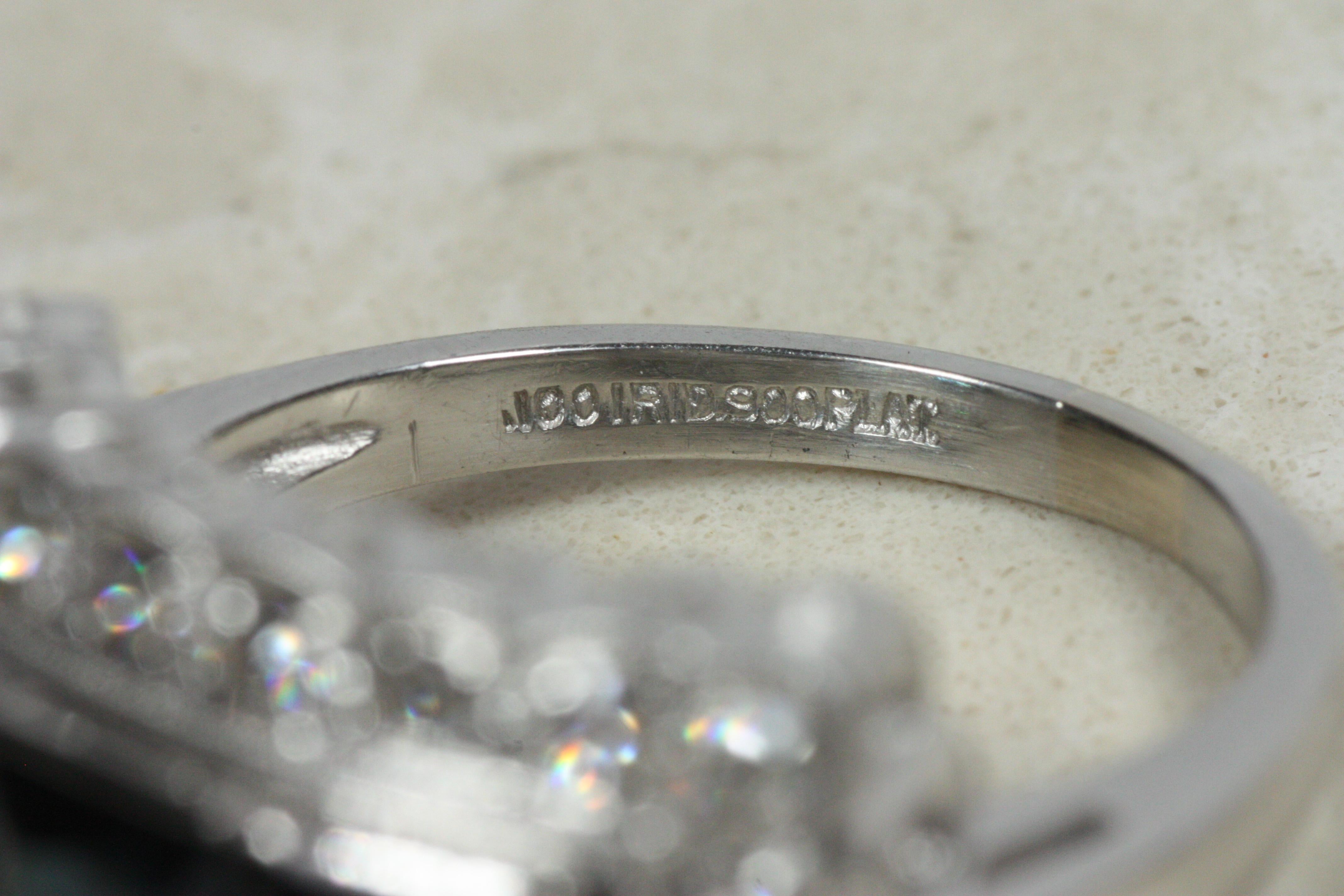 Vintage Saphir & Diamant Rechteckiger Cocktail Ring - Platin im Angebot 4