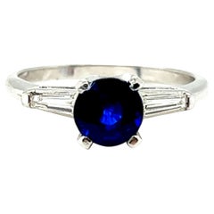 Vintage Sapphire Diamond Ring 1.16ct Original 1940's Art Deco Platinum Antique