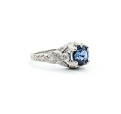 Vintage Sapphire & Diamond Ring in Platinum