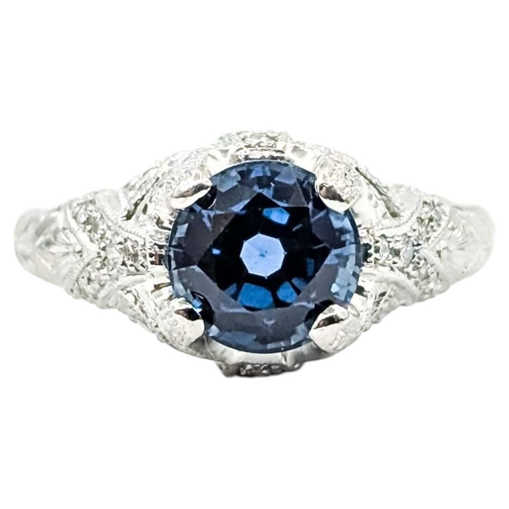 Vintage Sapphire & Diamond Ring in Platinum