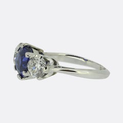 Vintage Sapphire Diamond Three Stone Ring